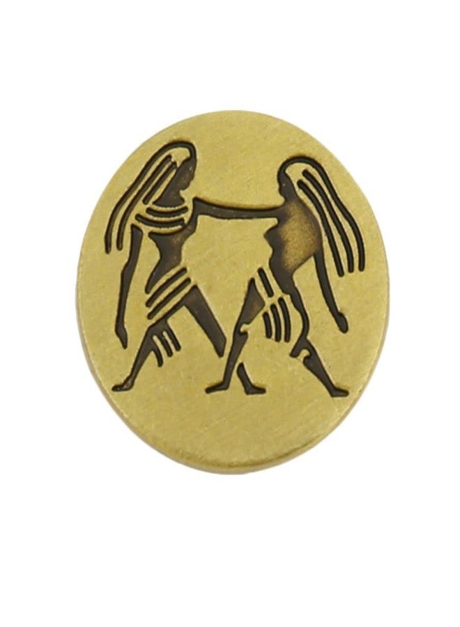 vmcoatdu Round 1 Inch 12 Constellations Gemini Pin Brooch Metal Revivalism Style Souvenir Badge for Hat Clothes Backpack (Gemini（May 21-Jun 20）) - Image 1
